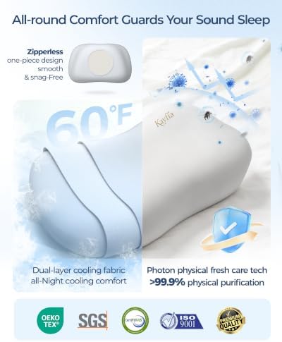 Kayfia Cervical Neck Pillow Side Sleeper Pillow for Neck Pain Relief, Grey - Image 3