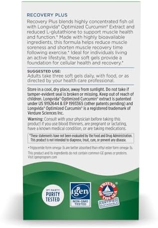 Nordic Naturals Recovery Plus, Unflavored - 45 Soft Gels - 1800 mg Omega-3 Fish Oil - 600 mg Longvida Optimized Curcumin - Cellular Health & Recovery - Post-Exercise Muscle Support - 15 Servings - Image 5