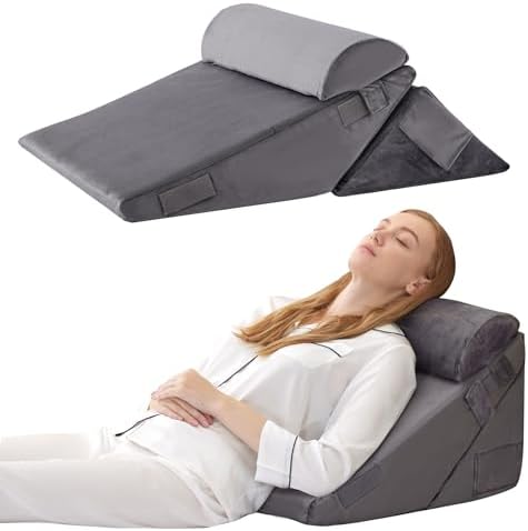 Bedluxe Wedge Pillow Set for After Surgery, Orthopedic Bed Wedge, Velvet by Bedluxe