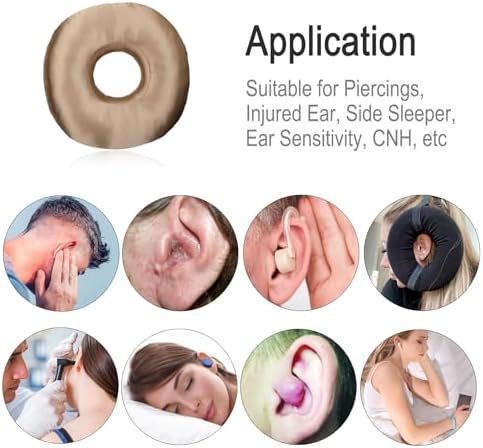 Silky Satin Piercing Pillow Ear Pillows Donut with Hole for Ear Pain CNH Piercing Pain Relief Sleeping Pressure Sore Side Sleepers Smooth Cooling Ear Guard Protector, Taupe - Image 7
