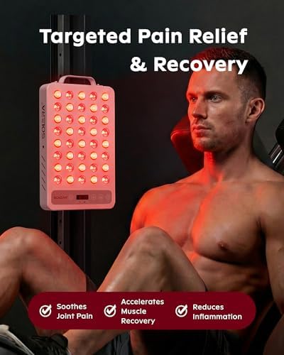 SOLRA SR40 Red Light Therapy Panel with Magnetic Mount & Floor Stand, 660nm 850nm Near Infrared LED Light Lamp for Face & Body, 200W Dual Chip, Adjustable Height, Low EMF, Timer, Home Use - Image 3