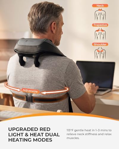 CooCoCo Red Light Neck Massager with Heat, Cordless Shiatsu Massage - Image 4