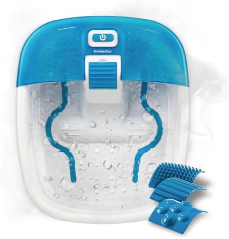 HoMedics Bubble Bliss Deluxe Foot Spa with Heat Massaging Arch, 3 Acupressure Attachments, Splash Guard, Raised Nodes Creates Bubbles, Improves Circulation, Soothe Tired Muscles by Homedics
