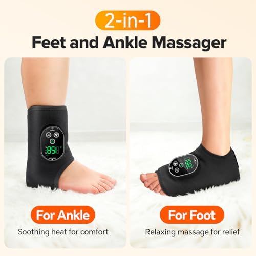 2PCS Cordless Neuropathy Foot Massager, Ankle Massager for Pain Relief, Ankle Heating Pad Plantar Fasciitis Relief, Black - Image 2
