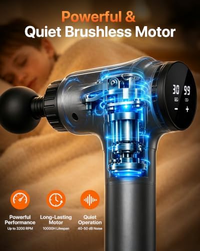 Massage Gun, 30 Speeds, 6 Heads, Quiet Deep Tissue Muscle Massager - Image 3