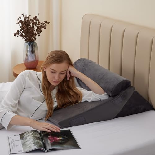 Bedluxe Wedge Pillow Set for After Surgery, Orthopedic Bed Wedge, Velvet - Image 4