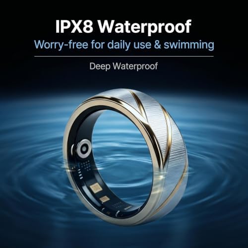 Smart Ring Fitness Tracker for Women Men, 24/7 Health Monitor(Heart Rate/Blood Oxygen/HRV/Stress/Women Cycle/Sleep) IPX8 Waterproof Stylish Look No APP Subscription Fee (Gold, 11#) - Image 6