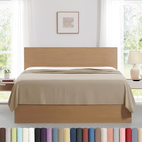 2-Pack Twin XL Flat Sheets Only 66x102 Microfiber Twin XL Top Sheet Taupe by SouthshoreFineLivingInc