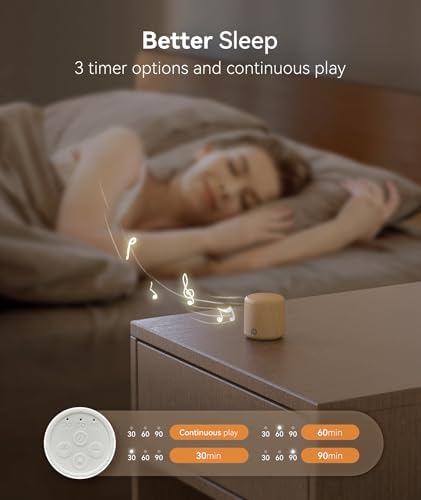 Dreamegg Portable Sound Machine - Travel Sound Machine for Sleep, Features Powerful Battery, Egg-Sized, 16 Soothing Sounds, Timer, Sound Machine for Baby Adults Office Privacy Home Gift, 2 Pack, Wood - Image 6