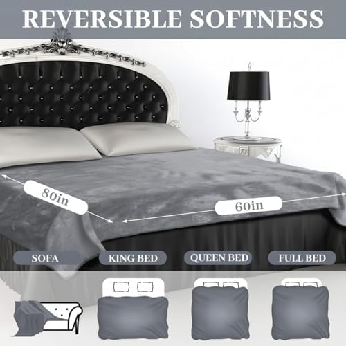 Tisancy Waterproof Gray Blanket for Dog Cat Puppy, 80'' x 60'' Double Side Leakproof Reversible Double Side Sherpa Flannel Fleece 3 Layer Lightweight Blanket, Absorb50oz(Gray/White), Machine Washable - Image 2