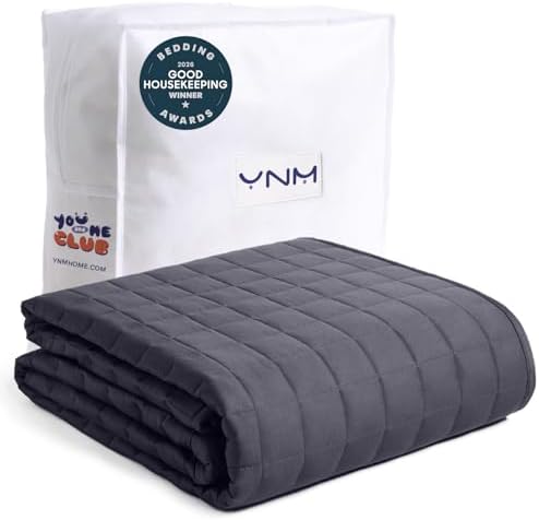YnM 17lbs Weighted Blanket for Adults, Breathable Heavy Bed Throw Blanket with Cooling Glass Beads for All Season Use, Ideal for One Person of 160lbs (60x80 Inches, Queen Bed, Dark Grey) by YNM