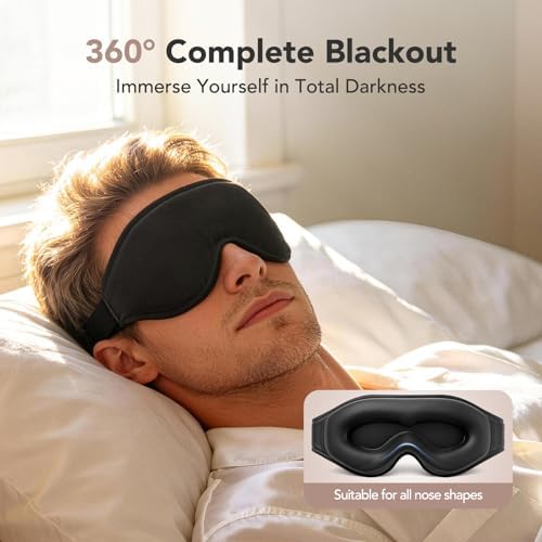 Sleep Mask for Side Sleepers, 100% Blackout 3D Contoured Eye Mask, Black - Image 2