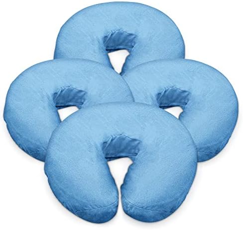 London Linens Premium Extra Thick 100% COTTON Flannel Massage Face Cradle Cover, Includes 4pcs (4, Baby Blue) by LONDONLINENS