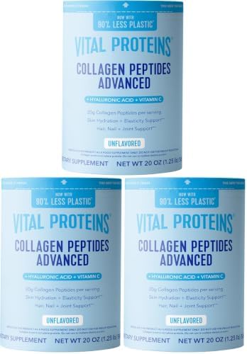 Vital Proteins Collagen Peptides Powder Advanced with Hyaluronic Acid & Vitamin C, 20oz Collagen Protein, Unflavored, 27 Servings (Pack of 3) by VitalProteins