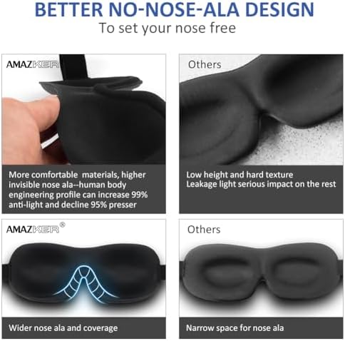 Sleep Mask SleepFun Invisible Alar Deep Orbit 3D Eye Mask Ultra Lightweight & Comfortable Sleeping Mask for Travel, Nap, Shift Works, Black & Blue - Image 4