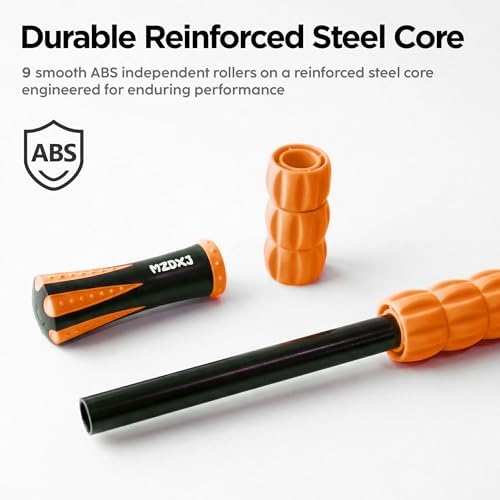 Muscle Roller & Massage Roller Stick for Athletes - Lymphatic Drainage Support, Relieves Muscle Soreness, Cramping & Tightness - Targets Legs, Arms, Back & Calves （Orange Wheel） - Image 5