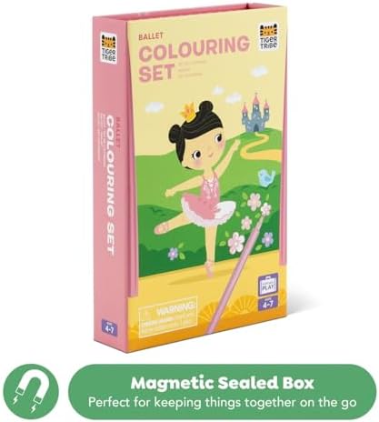 Schylling Tiger Tribe Ballet Coloring Set - Travel Take Along Art Kit - All Supplies Included - Easy Storage - Ages 3+ - 14014, Small - Image 2