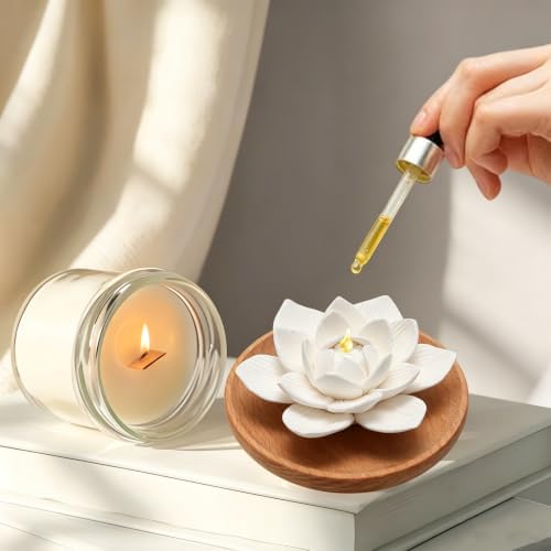 Lotus Flower Wooden Pallet Ceramic Essential Oil Mini Diffuser - Image 3