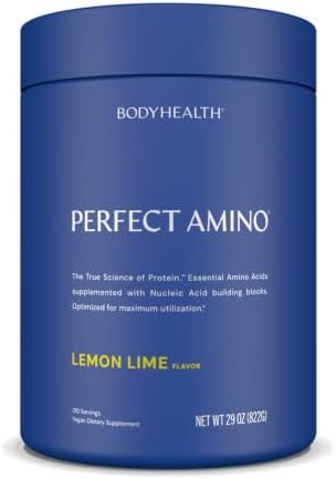 BodyHealth PerfectAmino - BCAA and EAA Powder for Pre and Post Workout - Amino Acid Energy Drink for Men and Women to Support Lean Muscle and Recovery - Lemon Lime - 120 Servings by BodyHealth