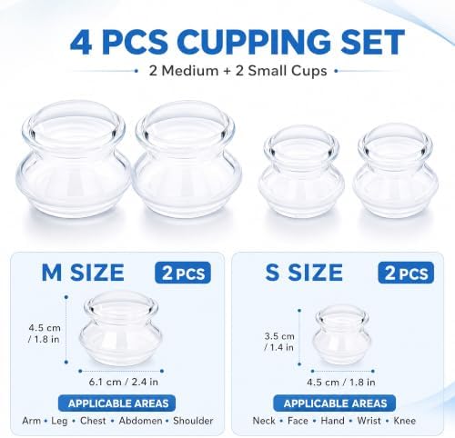 ELERA Silicone Cupping Set for Face & Body, 4 Pcs Facial Cupping Therapy Kit, Lymphatic Drainage Tool & Fascia Massage Cups for Neck, Shoulder & Muscle Pain Relief (2 Medium, 2 Small) - Image 2