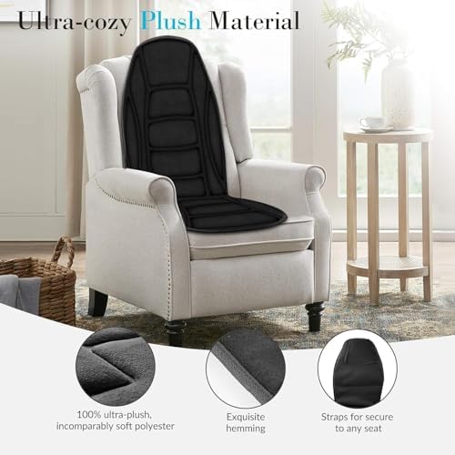 Back Massager with Heat, Massage Chair Pad with 5 Vibrating Modes, 2 Heat Levels Electric Massage Seat Cushion, Massage Pad for Back Pain Relief, Birthday Gifts for Men Husband Him Dad Mom Her - Image 6