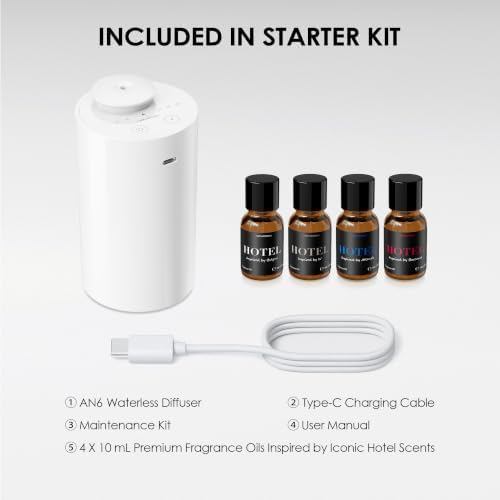 Airversa AN6 Waterless Essential Oil Diffuser Starter Kit, White - Image 6