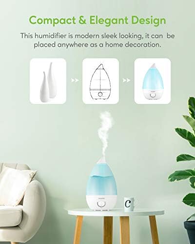 MegaWise Desktop Cool Mist Humidifiers for Bedroom, 24dB Ultrasonic Air Vaporize, Colorful Night Light,0.5 Gal Essential Oil Diffuser, Auto off - Image 3