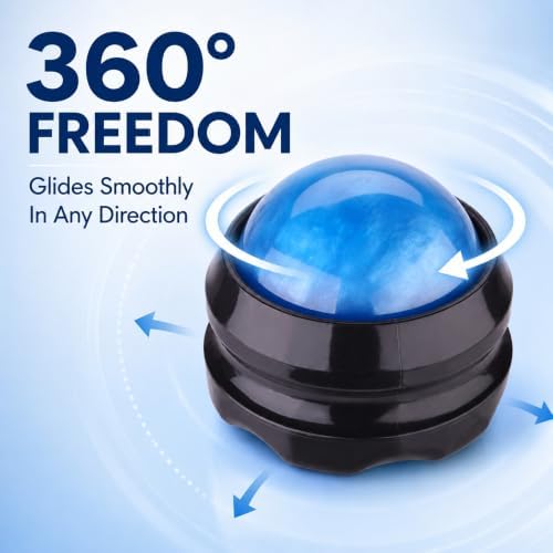 Manual Massage Ball Roller for Essential Oils & Lotion - Blue Handheld Deep Tissue Massager for Back, Neck & Foot Relief - Image 2