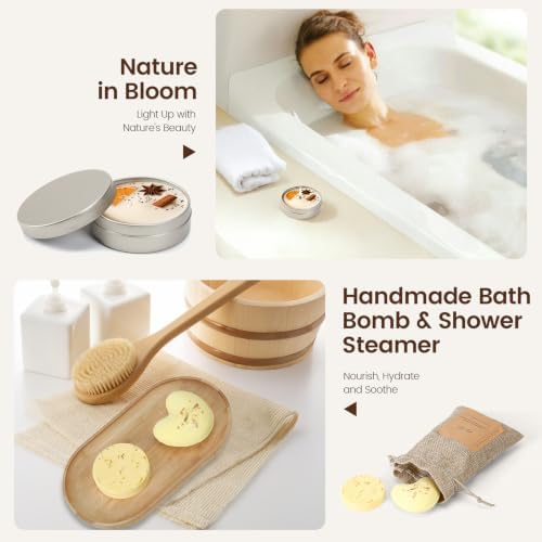 Bath Gift Set, Spa Gifts for Women, Self Care Products for Women, Orange & Calendula Soap Bar, Calm Pillow Mist, Bath Bomb & Shower Steamer, Body Butter and Lip Balm - Image 5