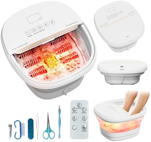 Pedicure Foot Spa with Bubble and Heat,Collapsible Foot Soaking Tub with Remote Control,Pedicure Tools for Feet,Foot Bath Soak Tub Gift for Women/Men,Mom/Dad by Unknown
