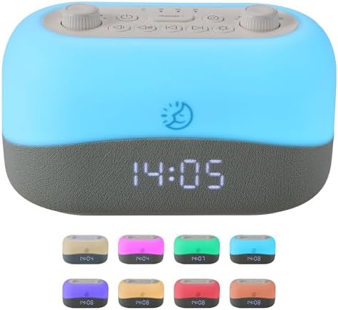 Sleep ZM White Noise Machine with 29 Sounds + 16 Colors Digital Alarm Clock & Amber Night Light for Blue Light Blocking, Gentle Wake Alarm, Sleep Timer & Memory Function for Adults & Kids by SleepZM