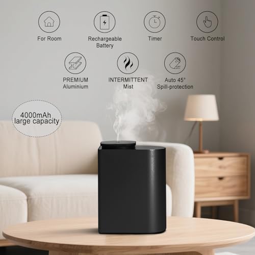 Waterless Essential Oil Diffuser，4000 mAh Large Battery, max 120ml Capacity, Suitable for Hotels, Large Rooms, Offices, bedrooms，Aluminum Alloy Desktop Scent Diffuser (Black) - Image 3