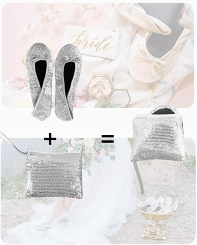 Stylish Foldable Ballet Flats for Women Portable Roll Up Travel Shoes for Wedding Bridesmaid Includes Carrying Pouch - Image 3