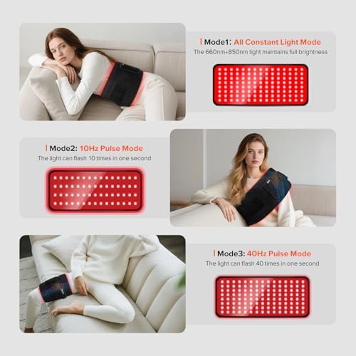 Red Light Therapy for Body, 660nm 850nm Infrared Light Therapy Pad, Wearable Wrap with Timer Remote Control for Back Shoulder Waist Knee, Infrared Light Device Home Use, 19.6'' x 8.6'' Large Area - Image 5