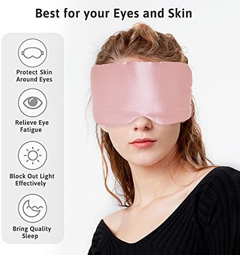 Silk Sleep Mask for Women Men, Mulberry Silk Eye Sleeping Mask & Blindfold with Adjustable Strap, Blackout Eye Cover for Sleep Travel Yoga Nap, Large Size, Light Plum - Image 2