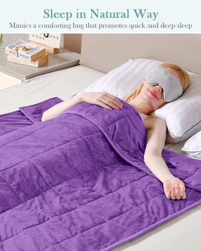 Topblan Flannel Weighted Blanket, 12lbs, Purple, Twin Size, Adult Heavy Blanket for Sleeping and Calming, Soft Warm Fabric, 48 x 72 inches - Image 4