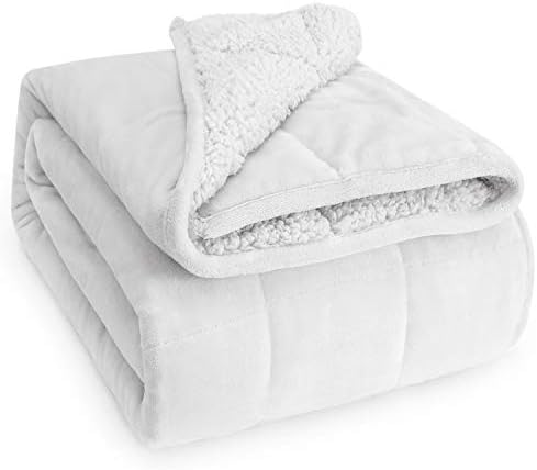 Wemore Sherpa Fleece Weighted Blanket for Adult 20 lbs Queen 60"x80" White by WemoreDirect