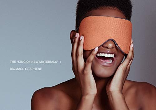 Sleep Mask, DMaos Sleep Aid Super Soft Air Eyes Pillow, Milk Silk and Warm Cloth Sides, Adjustable Slip Hold Strap to Ears - Beige + Orange - Image 6