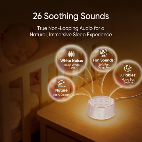 Noise Machine, White Noise Sound Machine for Baby & Adults, 26 Soothing Sounds, 8 Night Light Colors, Tap Control, 6 Timer Settings, Auto-Off & Memory, 4-7-8 Breathing (Pink, Standar) - Image 3