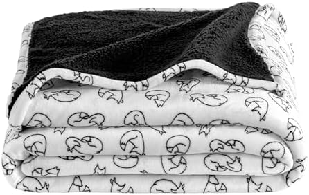 Bare Home Sherpa Fleece Blanket (Twin/Twin XL, Feelin' Foxy - Black Sherpa) by BareHome