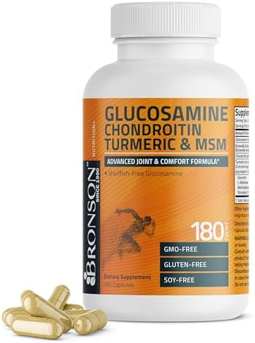 Bronson Glucosamine Chondroitin Turmeric & MSM Joint Support, 180 Capsules by Bronson
