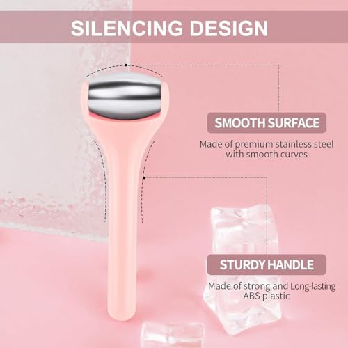 MAANGE Mini Eye & Face Rollers for Eye Massager, Stainless Steel Eye Ice Roller for Relief Puffiness Migraine Skincare Facial Roller (Pink) - Image 3