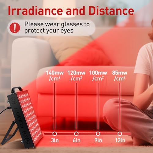 Red Light Therapy,Dual Chip Clinical Grade LED Device with LCD Display Timer Near-Infrared Light 630nm 660nm 810nm 830nm 850nm,Ideal for Face,Body,Pain Relief,Skin Health (Black, 60) - Image 4