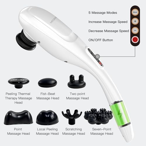 MEGAWISE Cordless Handheld Massager, 3200mAh, 5 Speeds, 7 Heads - Image 2