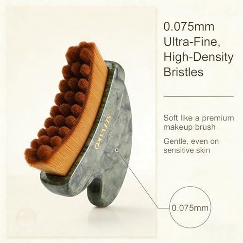 Lymphatic Contour Face Brush with Oil, Soft Bristles & Jade Gua Sha - Image 4