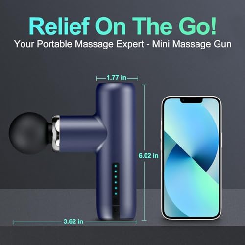 Mini Massage Gun Pocket-Sized Massage Gun Deep Tissue Quiet, Portable Percussion Muscle Travel Massager Gun,Back/Neck Massager for Pain Relief Deep Tissue (Blue) - Image 2