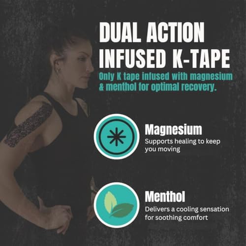 Heali Kinesiology Tape with Magnesium and Menthol, 20 Pcs Precut Strips, K Tape Roll, Knees, Physical Therapy Sports Tape for Knees, Joints & Muscles, Water Resistant, Beige Inspiration - Image 4