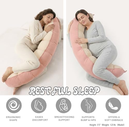 Peallow(Pat. Pend) – Long Round Body Pillow for Adults, Bolster Pillow for Sleeping, Soft and Supportive Pillow for Sleeping & Lumbar Support(Blush Pink,59") - Image 5
