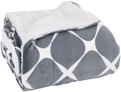 Elegant Comfort Luxury Ultra-Plush Velvet Touch Fleece Throw Soft, Warm, Cozy| Micromink Sherpa-Backing Reversible Blanket for Bed, Sofa and Couch, (50 x 60), Bloomingdale Grey by ELEGANTCOMFORT
