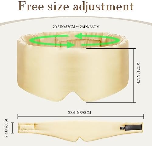 SECZIPE 100% Mulberry Silk Sleep Mask Eye Mask for Women Man with Adjustable Band, for Side Sleeper Blackout Sleep Mask for Travel Rest and Office (Gold) - Image 5